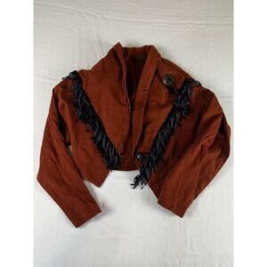 Sauci California Vintage Western Fringe Bolero Jacket Brown Suede Leather